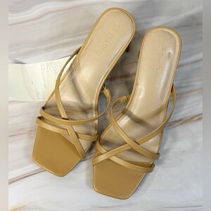 The Drop Tan Mules. NWT. Size9. Vegan Leather.